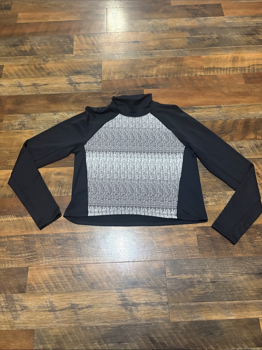Under Armour ColdGear black and gray mock-neck crop top
